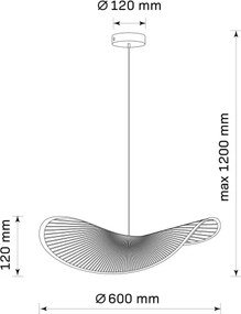 Lustră pe cablu CAPRI 1xE27/20W/230V d. 60 cm bambus