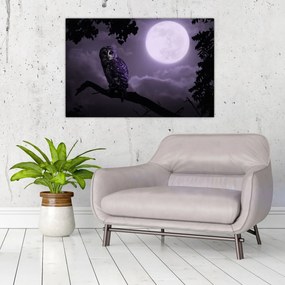 Tablou - Bufniță de noapte, violet (90x60 cm)