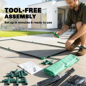 Sera Tunel Outsunny din Otel si cu Capac din PVC, 200x100x80 cm, Transparent si Verde | Aosom Romania