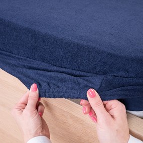 Cearșaf de pat 4Home din frotir, albastru, 180 x 200 cm, 180 x 200 cm