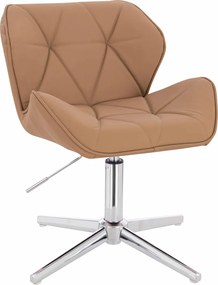 HR111CROSS Scaun Caramel Piele Ecologica Premium Soft cu Bază Cromata