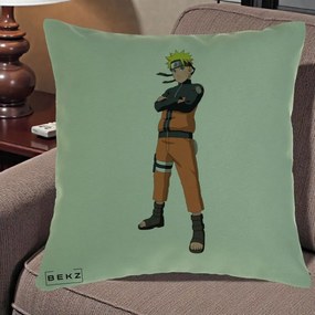 Perna Personalizata Naruto Uzumaki Portret Complet, 40x40 cm, Verde, Husa Detasabila, Perna Inclusa, BEKZ®