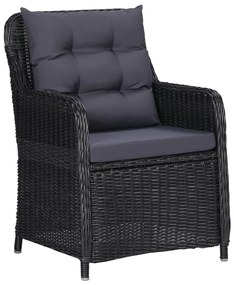 Set mobilier de grădină, 9 piese, negru, poliratan