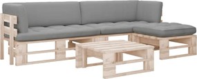 vidaXL Set mobilier paleți cu perne, 4 piese, lemn de pin tratat