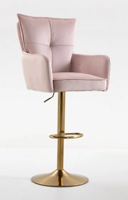HR250W Scaun Catifea Roz Pudra Bază Aurie