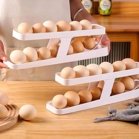 Organizator pliabil pentru ouă pentru frigider - 2 rânduri - bej