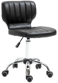 HOMCOM Taburet cu roți - taburet de lucru rotativ la 360° - taburet ergonomic - înălțime șezut reglabilă 47-62 cm - căptușeală de piele ecologică matlasată negru metal cromat | Aosom Romania