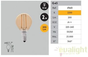 Bec LED decorativ FILAMENT AMBER LED E14 2W 2200K 17413