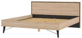 Pat matrimonial în culoare naturală cu aspect de lemn de stejar cu somieră 180x200 cm Ry – Tvilum
