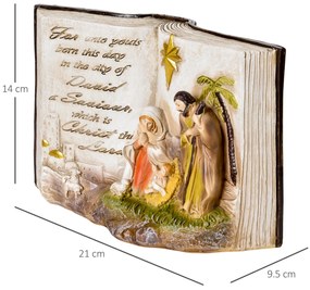 Figurina Nasterea Domnului 3D, Decoratiune de Craciun, decoratiune iesle 21.5x9.5x14cm HOMCOM | Aosom Romania