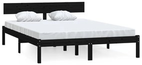 810156 vidaXL Cadru de pat King Size, negru, 150x200 cm, lemn masiv de pin