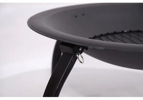 Vatră portabilă cu grătar neagră