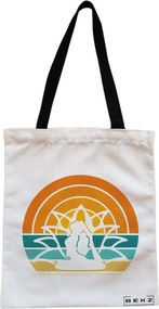 Sacosa de Panza pentru Cumparaturi, Geanta Tote, Yoga 15, Cu fermoar, 38x34.5 cm, Alba, BEKZ®