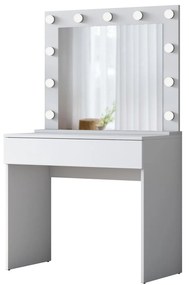 Măsuță de toaletă Bojoremo 20 (cu oglindă) (cu iluminat LED) (alb). 1107273