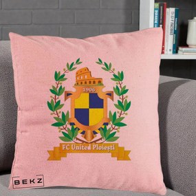 Perna Personalizata FC United Ploiesti 1906 Fotbal, 40x40 cm, Roz, Husa Detasabila, Perna Inclusa, BEKZ®