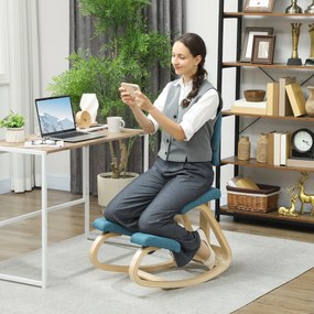 HOMCOM Scaun pentru genunchi din țesătură cu aspect de in și lemn, Maro închis | Aosom Romania