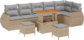 vidaXL Set de canapele pentru grădină 9 pcs Bej poliratan