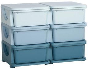 HOMCOM Comodă 6 Sertare pentru Copii cu Margini Rotunjite din PP Albastru | Aosom Romania