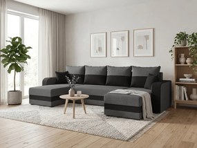 Coltar extensibil in forma de U VALERIO 305x140 cm, gri inchis/antracit