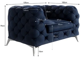 Fotoliu albastru închis cu tapițerie din catifea Chelsea – Ropez