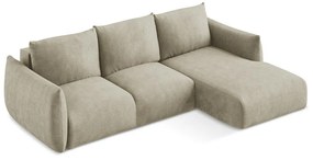 Colțar bej extensibil cu tapițerie din chenille (cu colț pe partea dreaptă/cu șezlong) Leila – Makamii