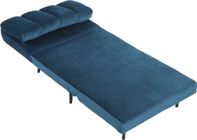 HOMCOM Fotoliu-Pat Pliabil Transformabil cu Spătar Reglabil, Albastru | Aosom Romania