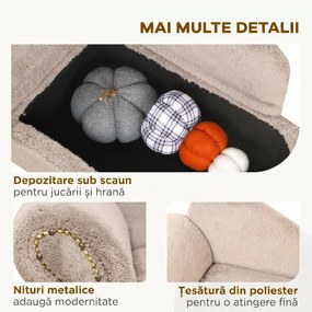 PawHut Canapea Ridicată pentru Câini cu Spațiu Ascuns pentru Depozitare, 80x40x46 cm, Bej | Aosom Romania