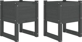 vidaXL Jardiniere, 2 buc., gri, 40x40x52,5 cm, lemn masiv de pin