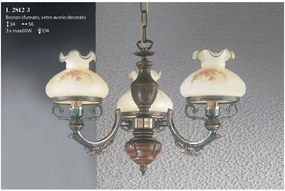 Candelabru clasic cu 3 brate design italian din alama cu lemn 2812