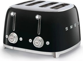 Prăjitor de pâine SMEG 50's Style TSF03BLEU, 2000 W, 4 felii, 6 niveluri, Tava pentru firimituri, Cablu integrat, Oțel inoxidabil, Negru