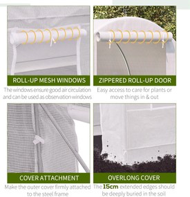 Outsunny Serra da Giardino a Tunnel Per Piante in PE con Tubi in Ferro, Bianco, 250x200x200cm