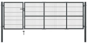 vidaXL Poartă de grădină cu stâlpi, antracit, 350 x 100 cm, oțel
