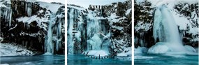 Tablou cu cascade înghețate (cu ceas) (90x30 cm)