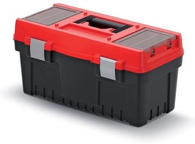 Cutie pentru scule cu încuietori din aluminiu 54,8 x 27,4 x 28,6 cm, despărțitori, roșu