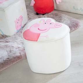 Puf de copii alb cu tapițerie din catifea Peppa Pig – Roba