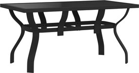 vidaXL Masă de grădină, negru, 140x70x70 cm, oțel și sticlă