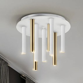 Lustra LED dimabila aplicata design modern Varas alb/auriu