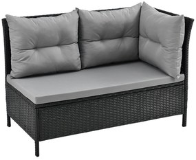 Juskys Set ratan de gradina Manacor - perne negre, gri