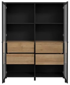 Vitrina High Rock, Negru &amp; Natur, 152.5 x 40 x 121.5 Cm