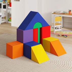 HOMCOM Set de Construcții Moi pentru Copii de 1-3 Ani cu 11 Forme, în PU și EPE, Culori Variate | Aosom Romania