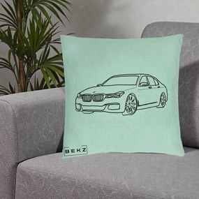 Perna Personalizata BMW Seria 7 Linie Minimalista, 40x40 cm, Verde Menta, Husa Detasabila, Perna Inclusa, BEKZ®