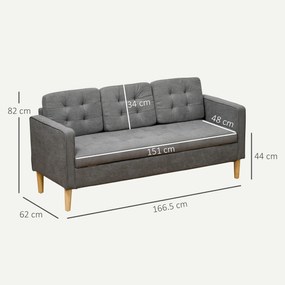 HOMCOM Canapea 3 Locuri Moderna din Tesatura Gri cu Compartiment de Depozitare | Aosom Romania