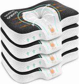 PACHET 4 PERNE CERVI-SAN DUO, pernă ortopedică cervicală, din spumă cu memorie, două înălțimi, Alb/Gri