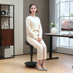 Vinsetto Taburet de birou cu funcție de rotație, taburet ergonomic, reglabil pe înălțime 65,5-83,5 cm, înclinat 120°, Negru | Aosom Romania