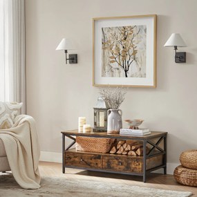 Masuta de cafea TAYLOR 100x55 cm cu sertare, rustic maro