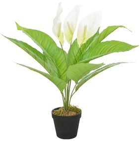 vidaXL Plantă artificială anthurium cu ghiveci, alb, 55 cm