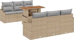 vidaXL Set de canapele pentru grădină 7 pcs Bej Rattan poli