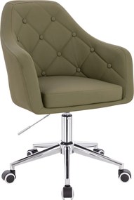 HR831K Scaun Khaki Piele Ecologica Premium Soft cu Bază Cromata