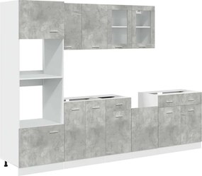 vidaXL Set dulapuri de bucătărie, Lyon, 7 piese, gri beton, lemn compozit