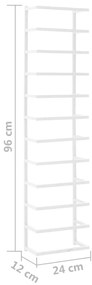 Suport de prosoape, alb, 24x12x96 cm, otel Alb, 24 x 12 x 96 cm